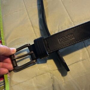 Duluth Trading Co Black Leather Belt with Brass Buckle